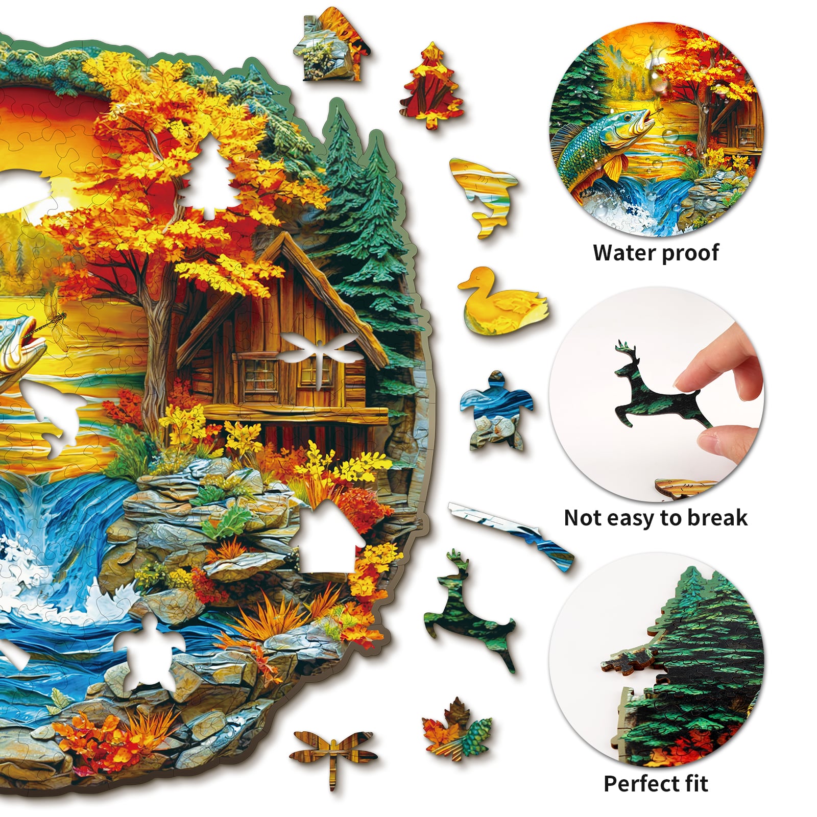 Wooden Jigsaw Puzzle - rural lakeside - Image 2