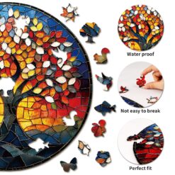 Alternative view of Wooden Jigsaw Puzzle - stained-glass Tree