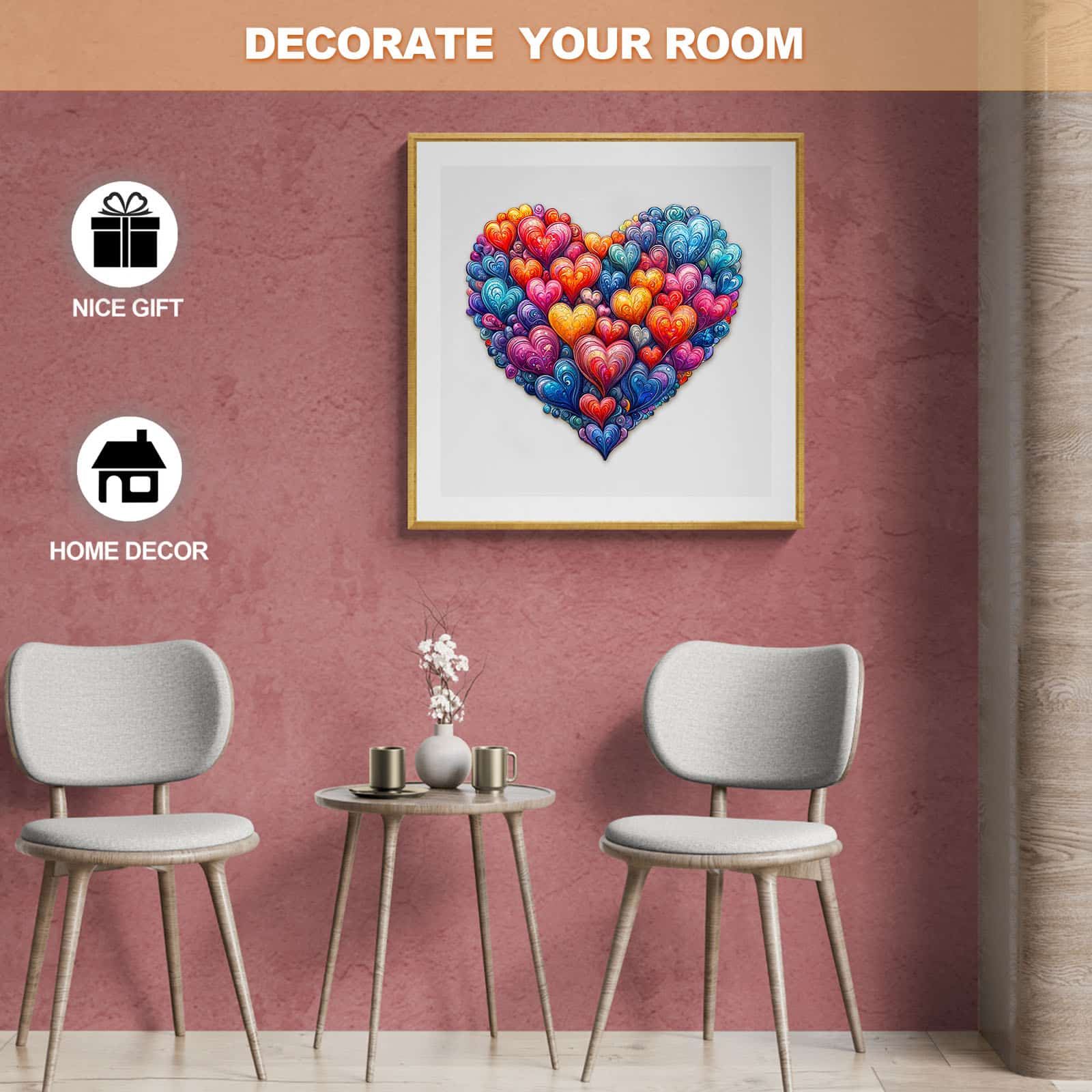 Wooden Jigsaw Puzzle - Vibrant Heart of Love - Image 8