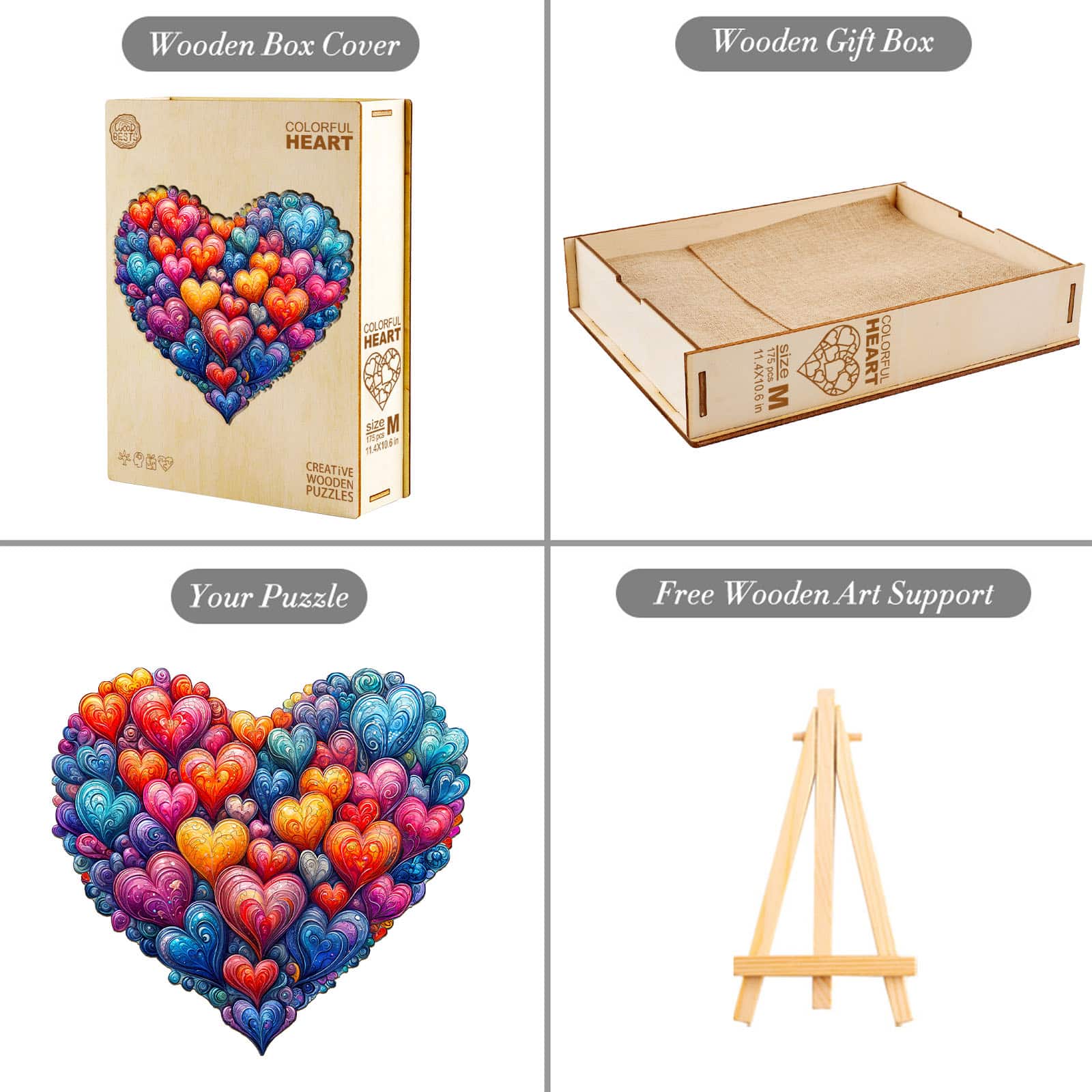 Wooden Jigsaw Puzzle - Vibrant Heart of Love - Image 3