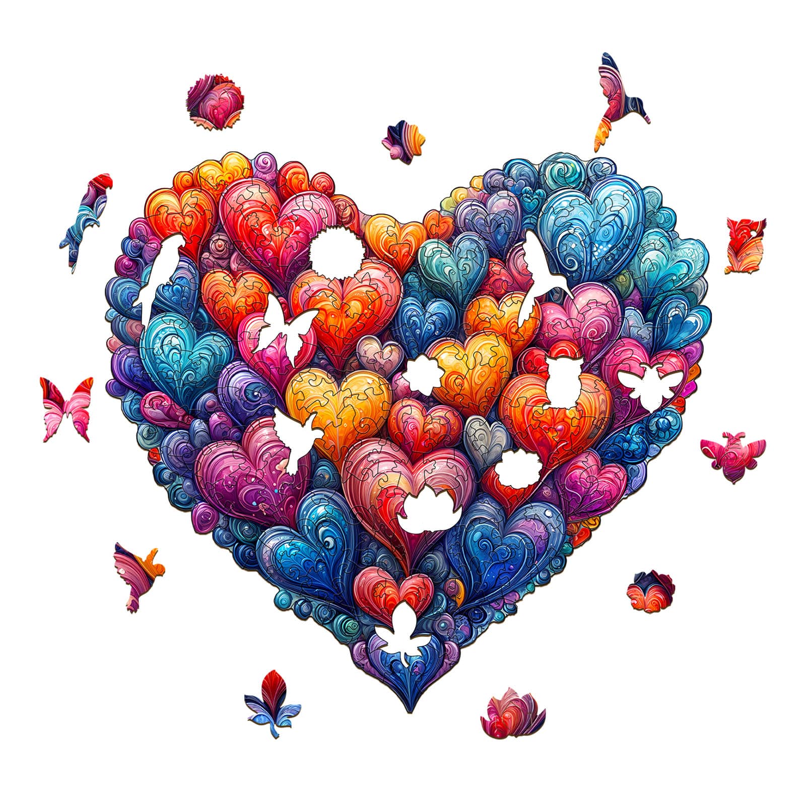 Wooden Jigsaw Puzzle - Vibrant Heart of Love - Image 2