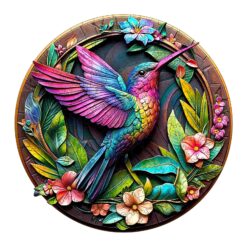 Wooden Jigsaw Puzzle - vibrant hummingbird