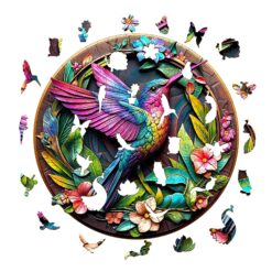 Alternative view of Wooden Jigsaw Puzzle - vibrant hummingbird