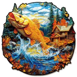 Wooden Jigsaw Puzzle - Vibrant Jumping Fish