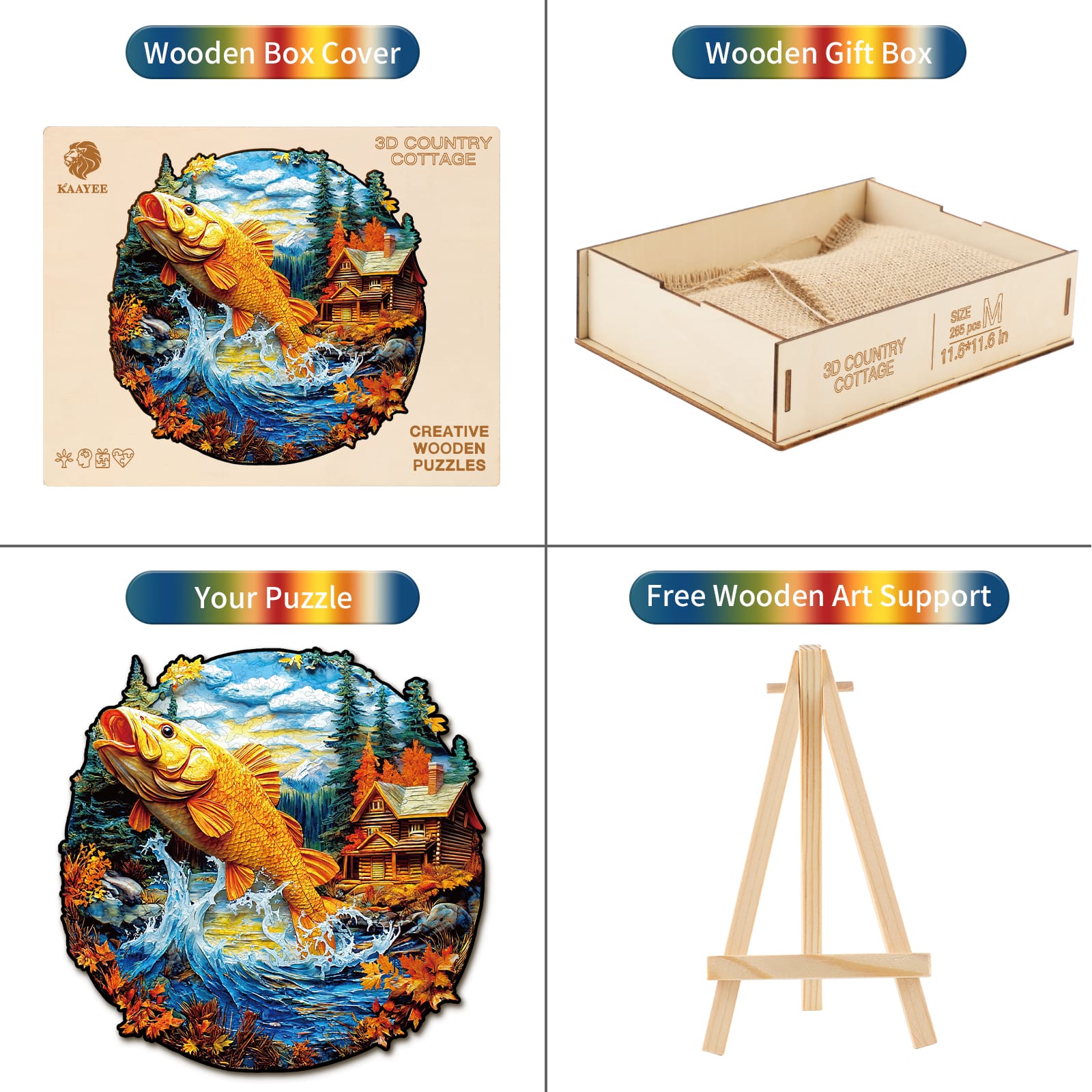 Wooden Jigsaw Puzzle - Vibrant Jumping Fish - Image 5