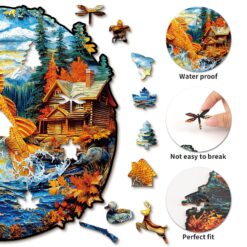 Alternative view of Wooden Jigsaw Puzzle - Vibrant Jumping Fish