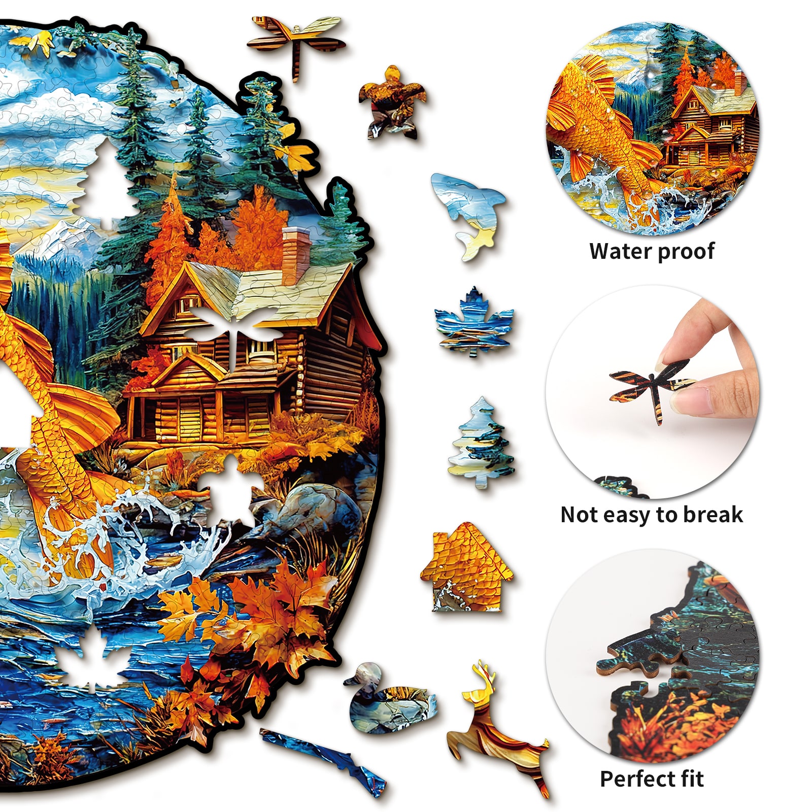Wooden Jigsaw Puzzle - Vibrant Jumping Fish - Image 2