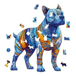 Alternative view of Wooden Jigsaw Puzzle - Vibrant Pitbull