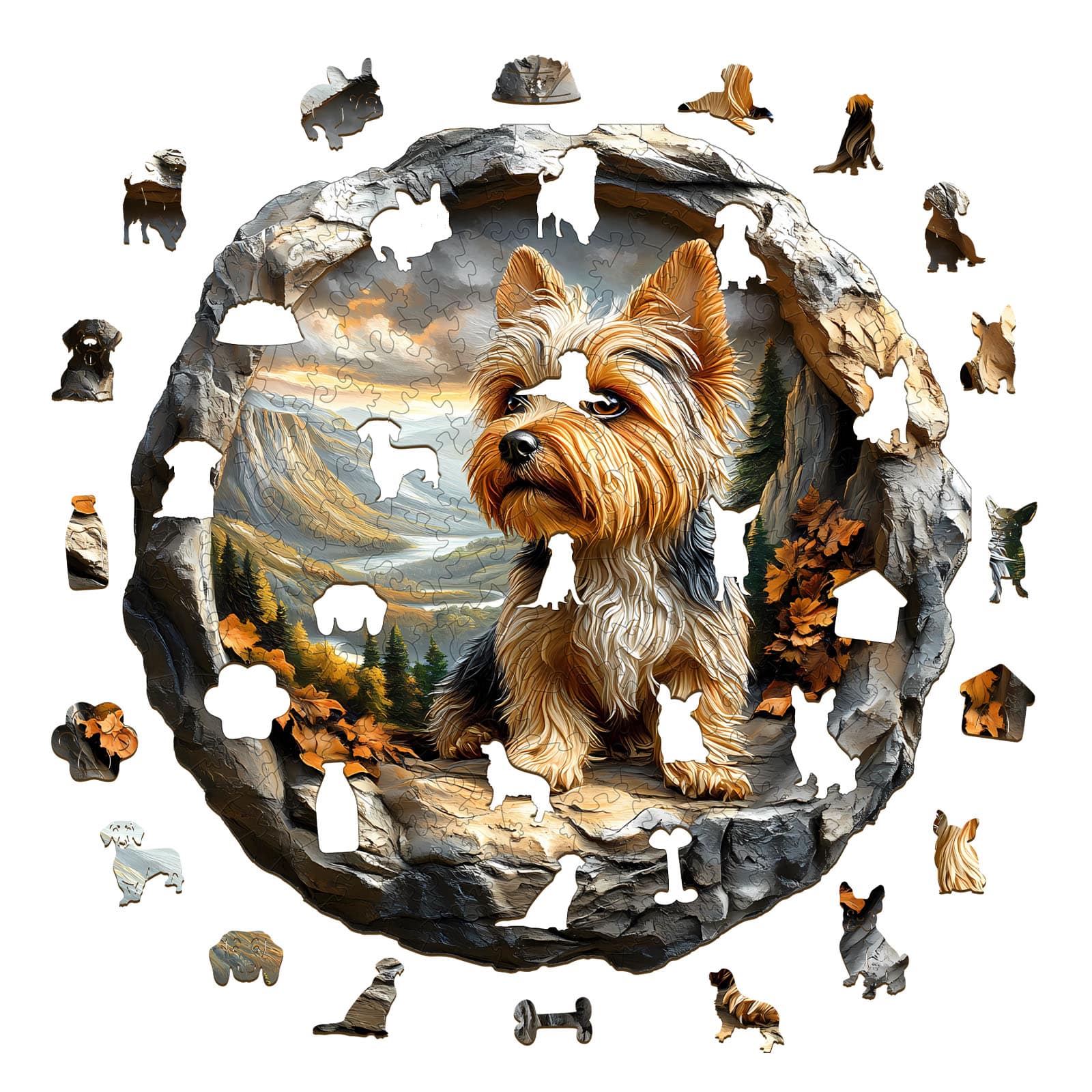Wooden Jigsaw Puzzle - Yorkshire Terrier in Nature - Image 2