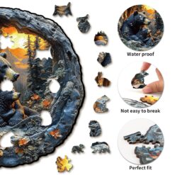 Alternative view of Wooden Jigsaw Puzzle - Bear Cuddle