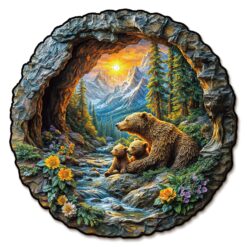 Wooden Jigsaw Puzzle - Mountain Bears Retreat