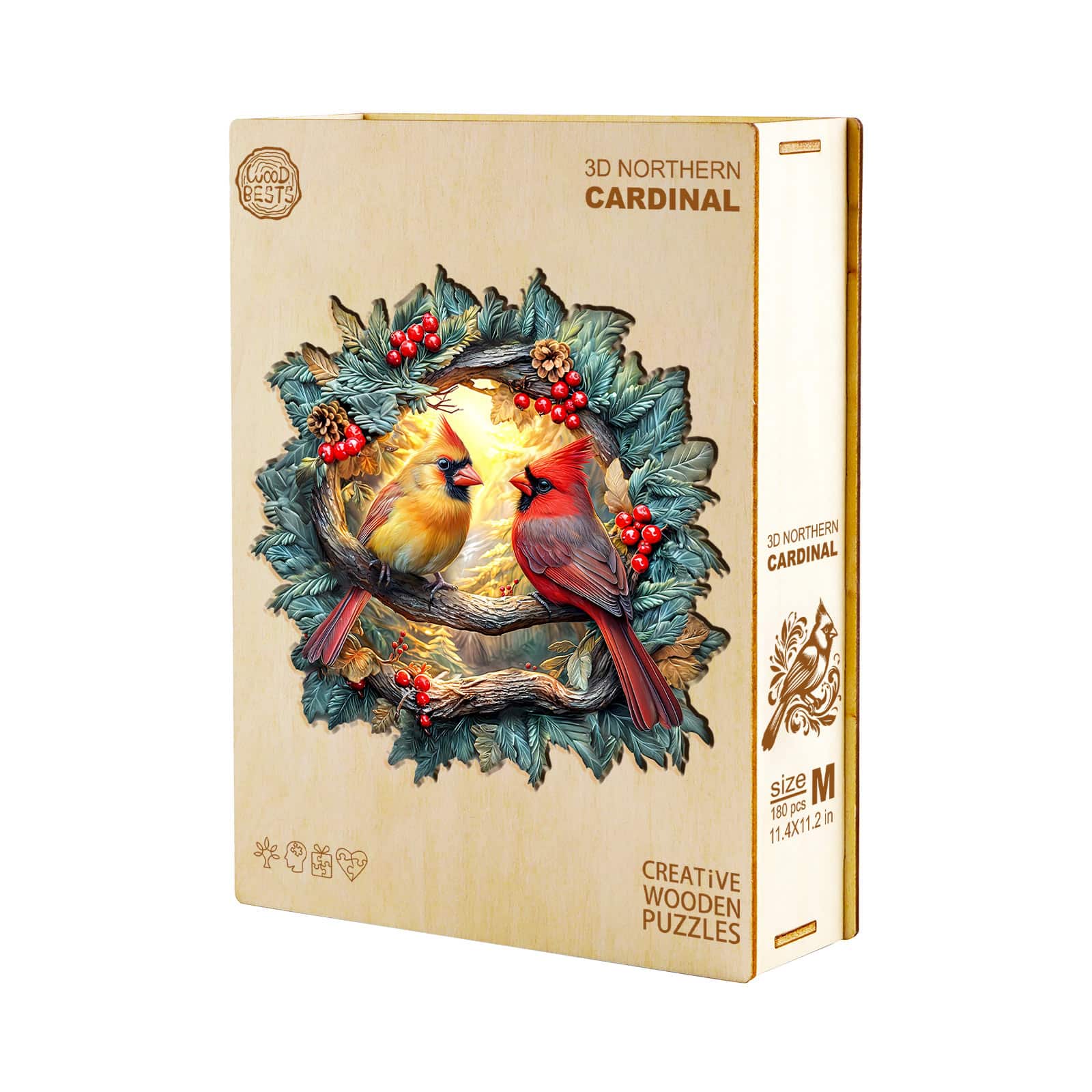 Wooden Jigsaw Puzzle - 3D Northern cardinal - Image 3