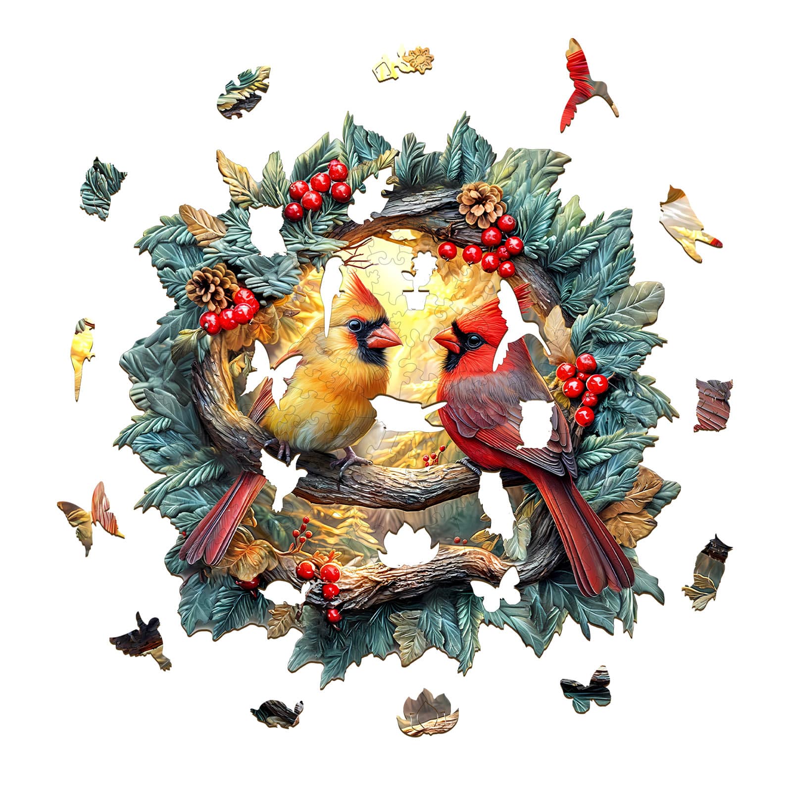 Wooden Jigsaw Puzzle - 3D Northern cardinal - Image 2