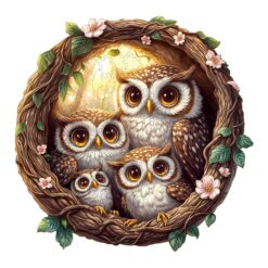 Wooden Jigsaw Puzzle - 3D owl family