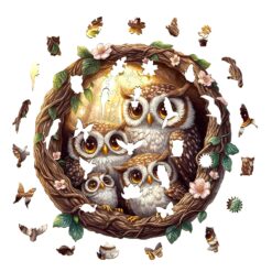 Alternative view of Wooden Jigsaw Puzzle - 3D owl family