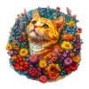 Wooden Jigsaw Puzzle - Cat in Flowers