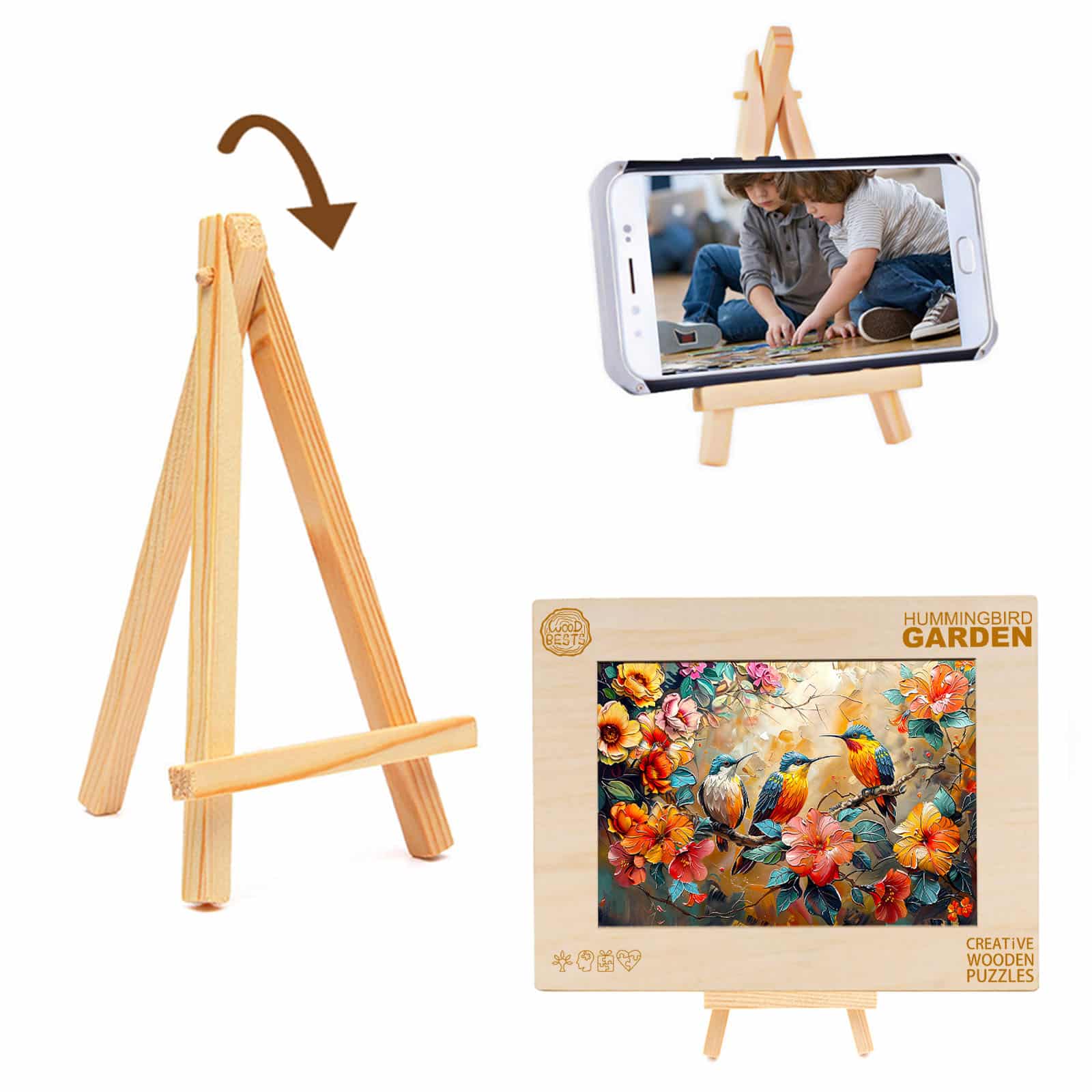 Wooden Jigsaw Puzzle - Hummingbird Garden - Image 4