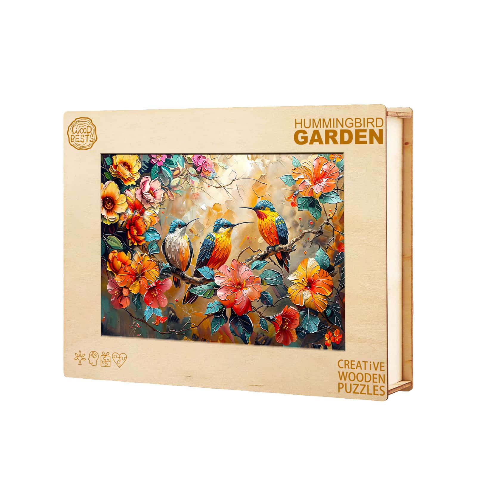 Wooden Jigsaw Puzzle - Hummingbird Garden - Image 3