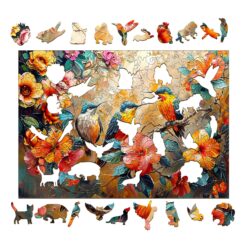 Alternative view of Wooden Jigsaw Puzzle - Hummingbird Garden