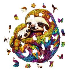 Alternative view of Wooden Jigsaw Puzzle - Parent-child Sloth