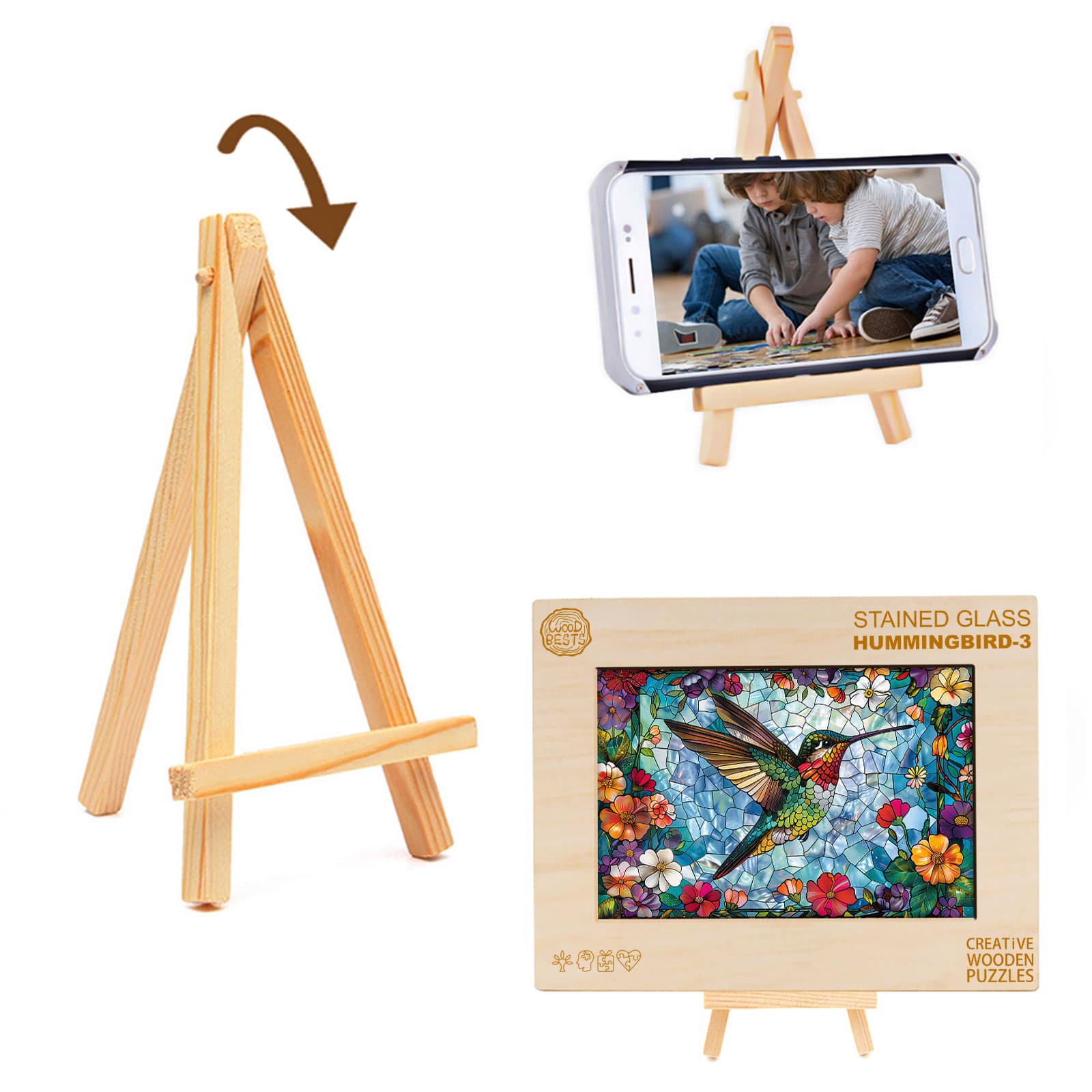 Wooden Jigsaw Puzzle - stained glass hummingbird 3 - Image 4