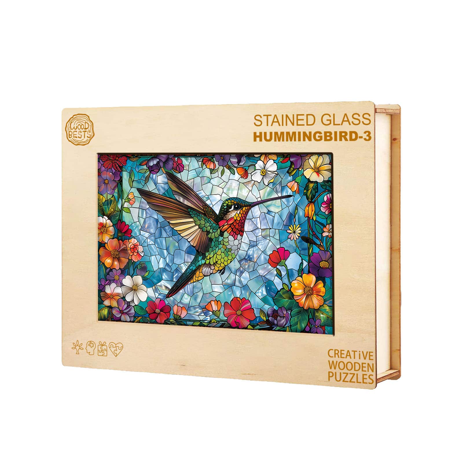 Wooden Jigsaw Puzzle - stained glass hummingbird 3 - Image 3