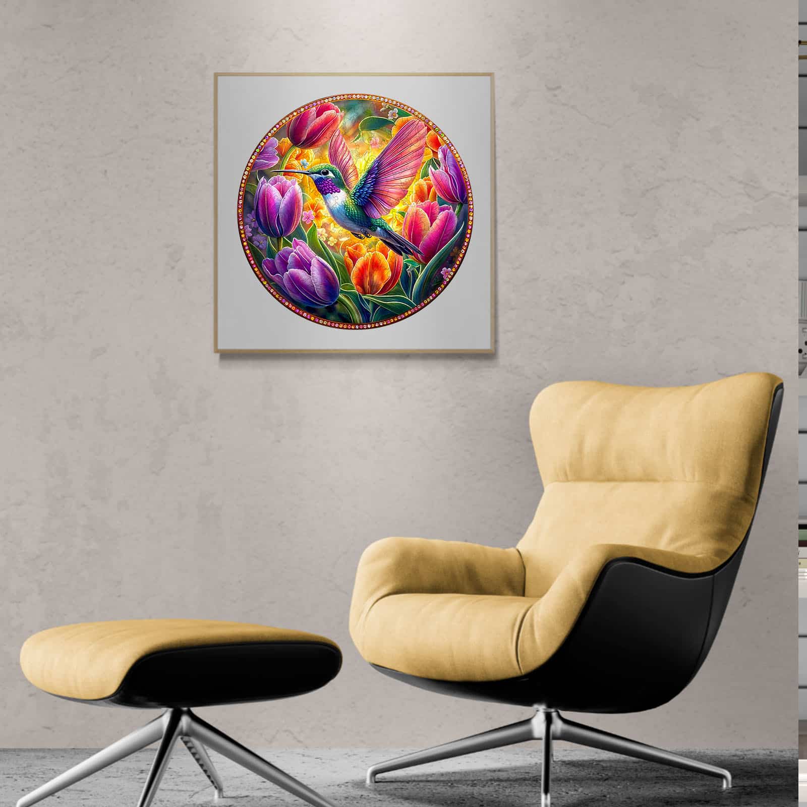 Wooden Jigsaw Puzzle - Tulips and hummingbirds - Image 7