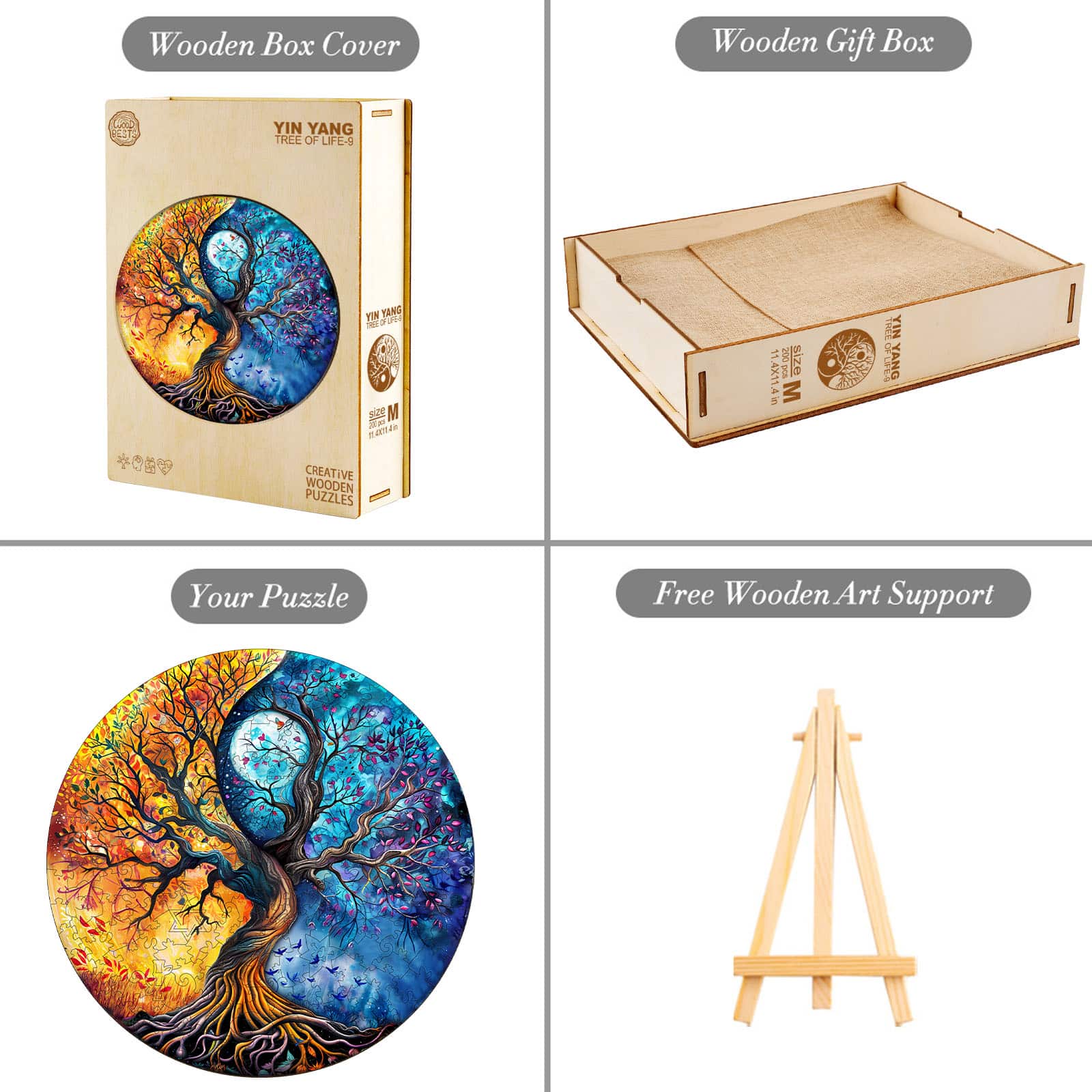 Wooden Jigsaw Puzzle - YIN YANG TREE OF LIFE 9 - Image 5