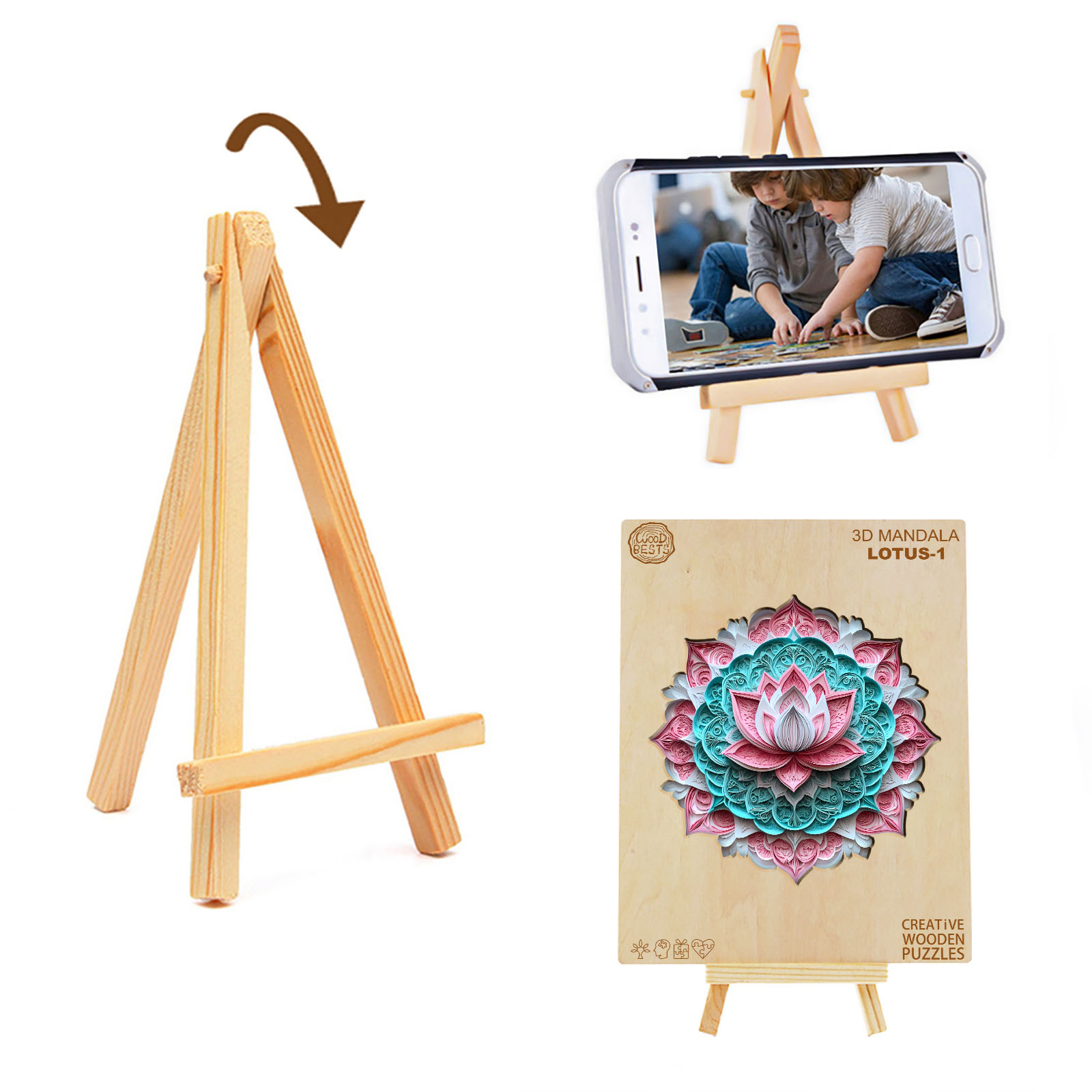 Wooden Jigsaw Puzzle - 3D Mandala Lotus-1 - Image 4