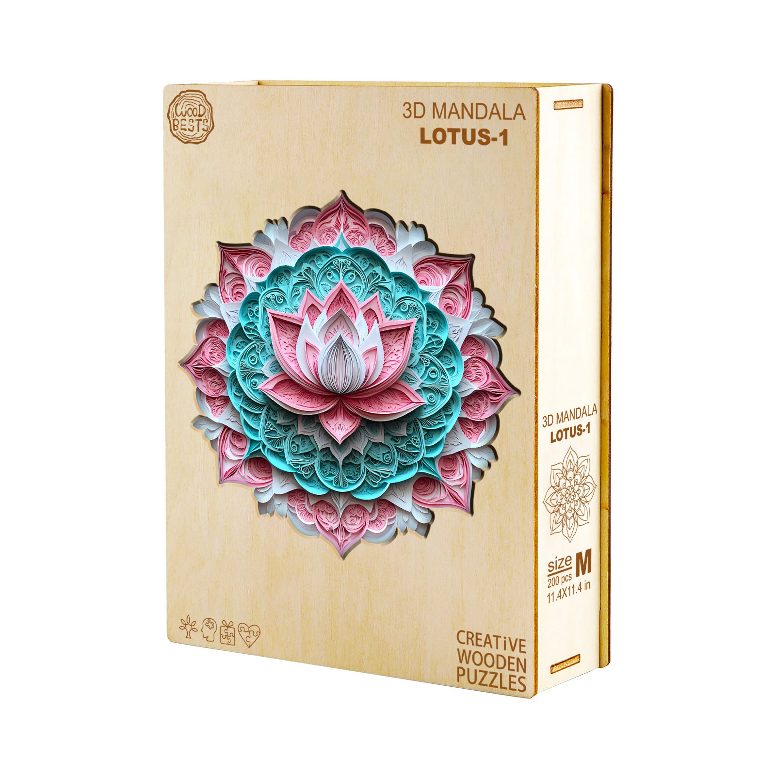 Wooden Jigsaw Puzzle - 3D Mandala Lotus-1 - Image 3