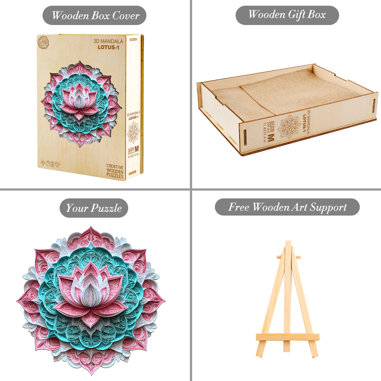 Wooden Jigsaw Puzzle - 3D Mandala Lotus-1 - Image 5