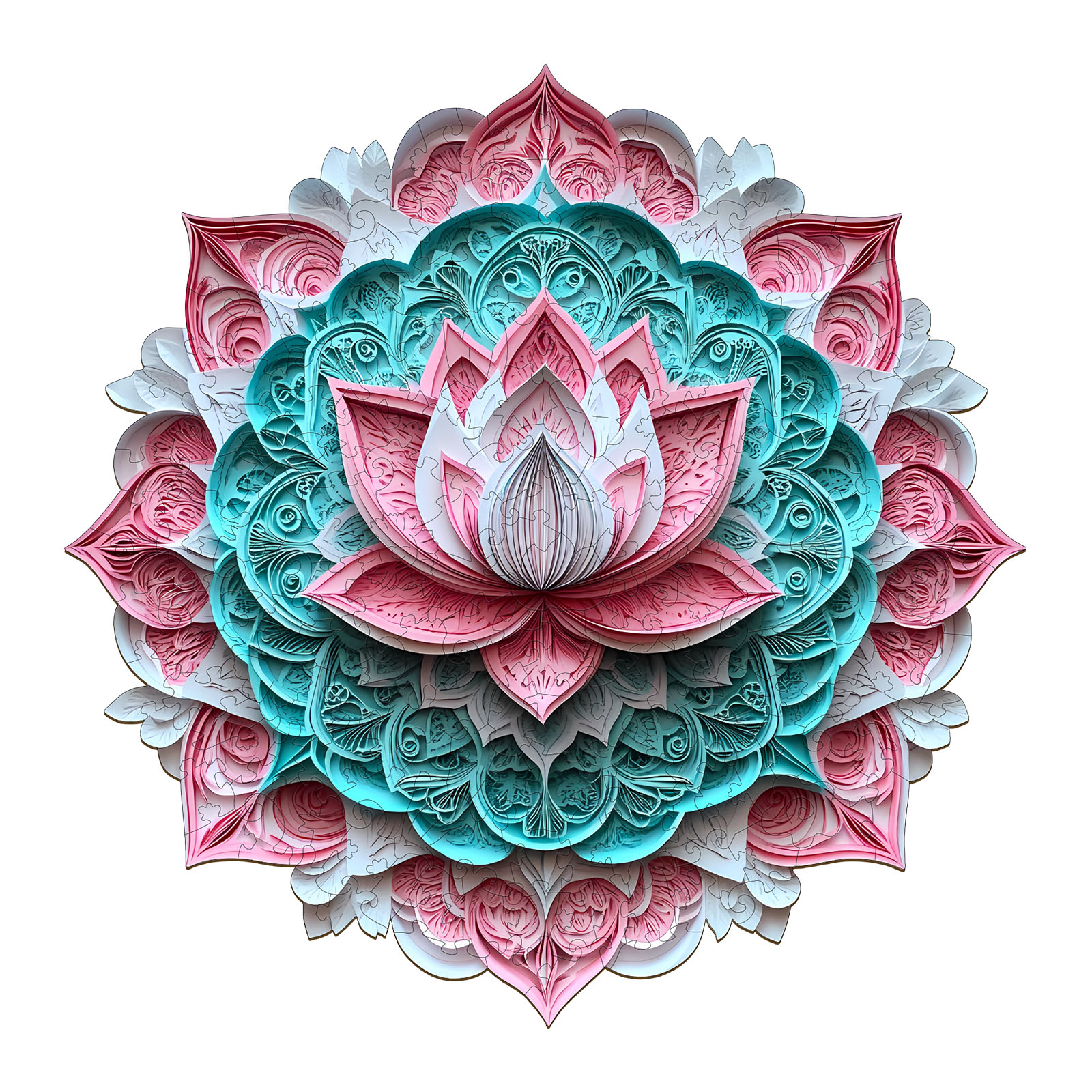 Wooden Jigsaw Puzzle - 3D Mandala Lotus-1