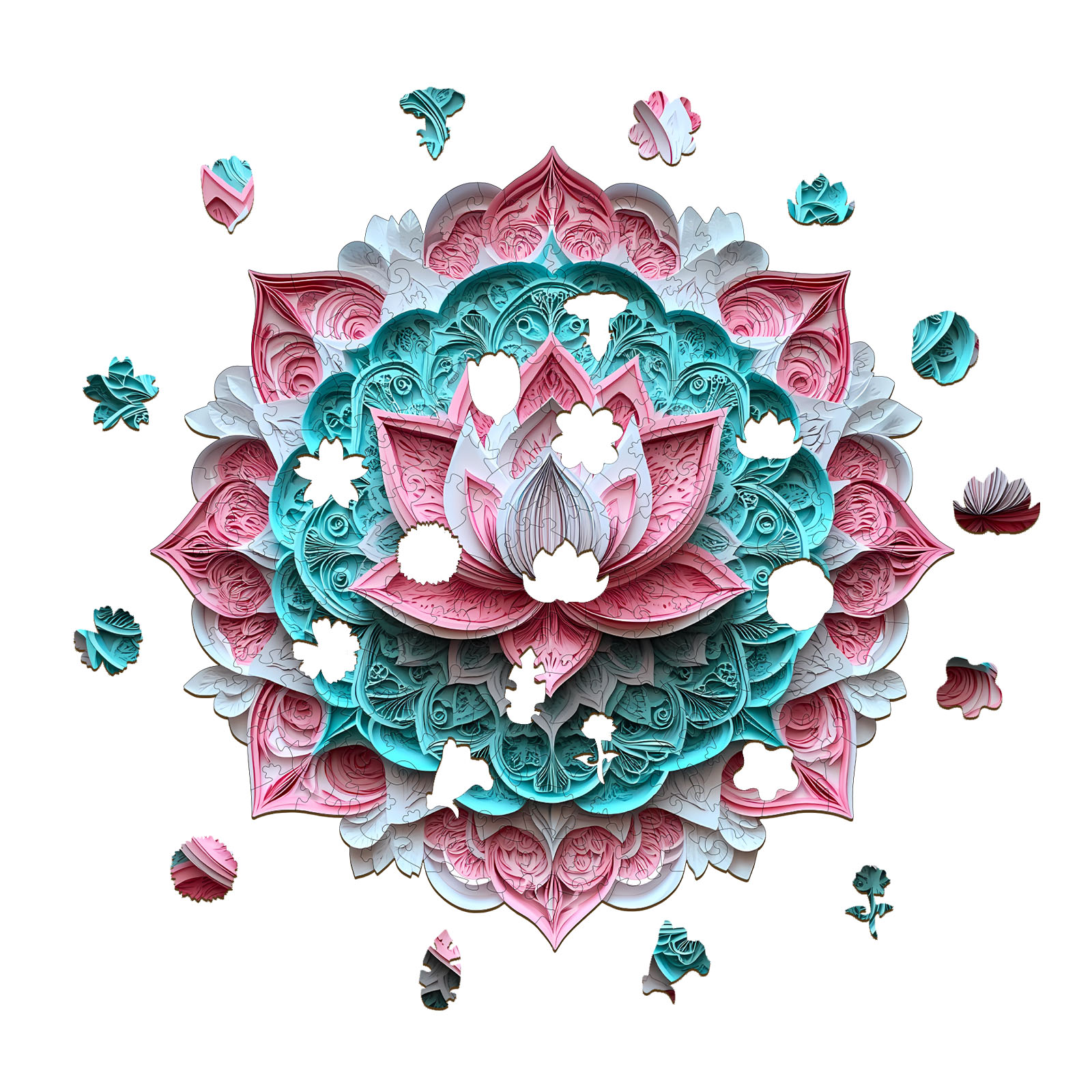 Wooden Jigsaw Puzzle - 3D Mandala Lotus-1 - Image 2