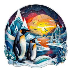 Wooden Jigsaw Puzzle - 3D penguin family