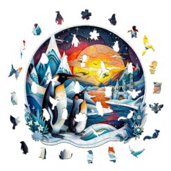 Alternative view of Wooden Jigsaw Puzzle - 3D penguin family
