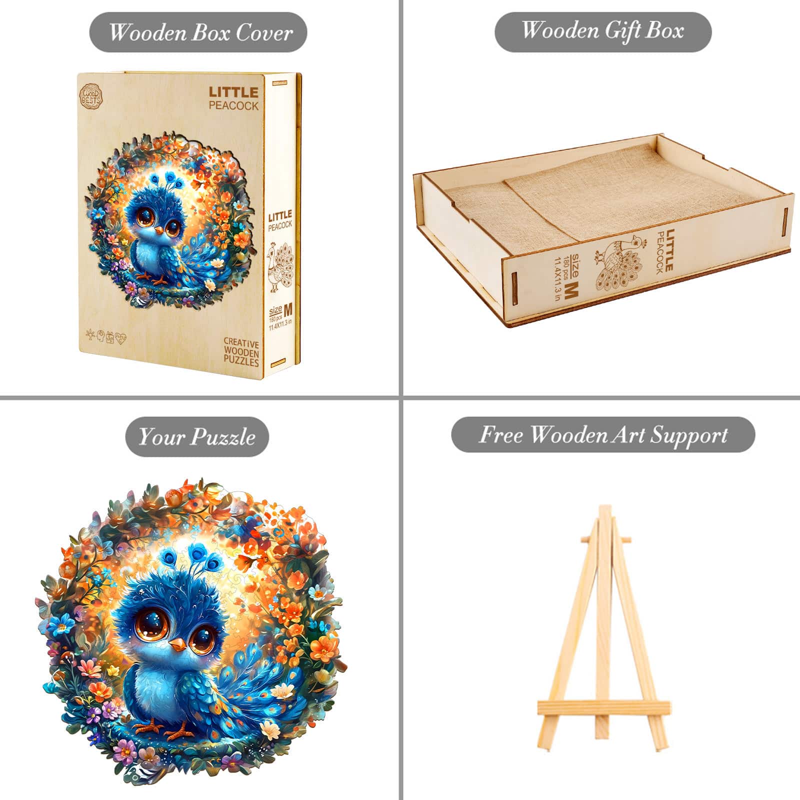 Wooden Jigsaw Puzzle - Little Peacock - Image 5