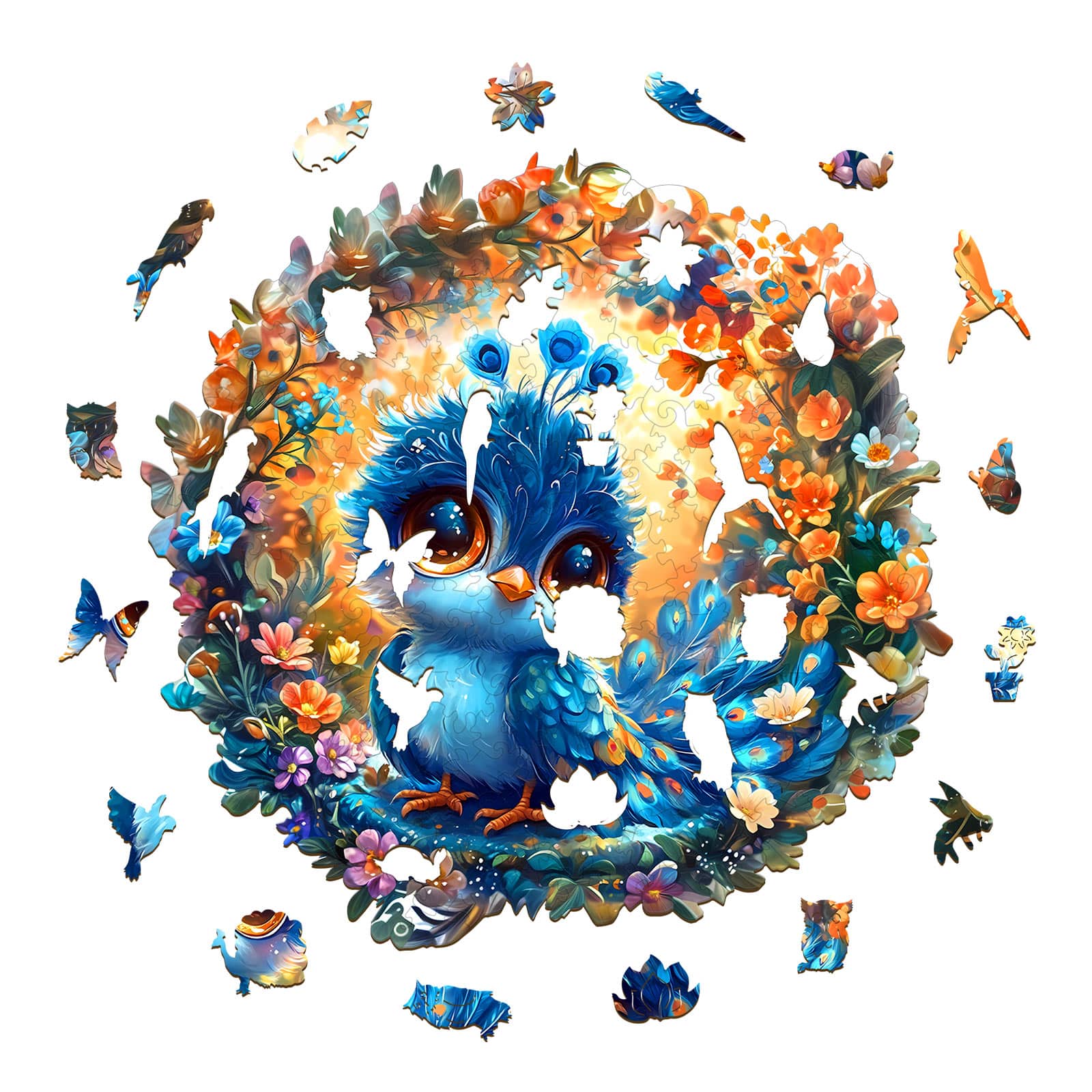 Wooden Jigsaw Puzzle - Little Peacock - Image 2