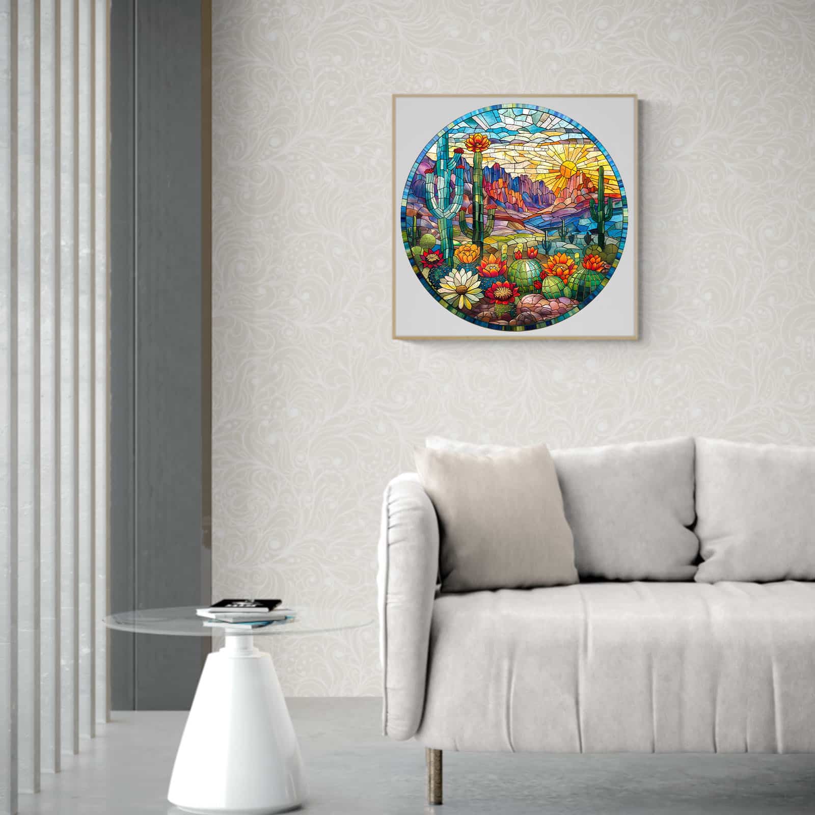 Wooden Jigsaw Puzzle - Stained Glass Cactus - Image 8