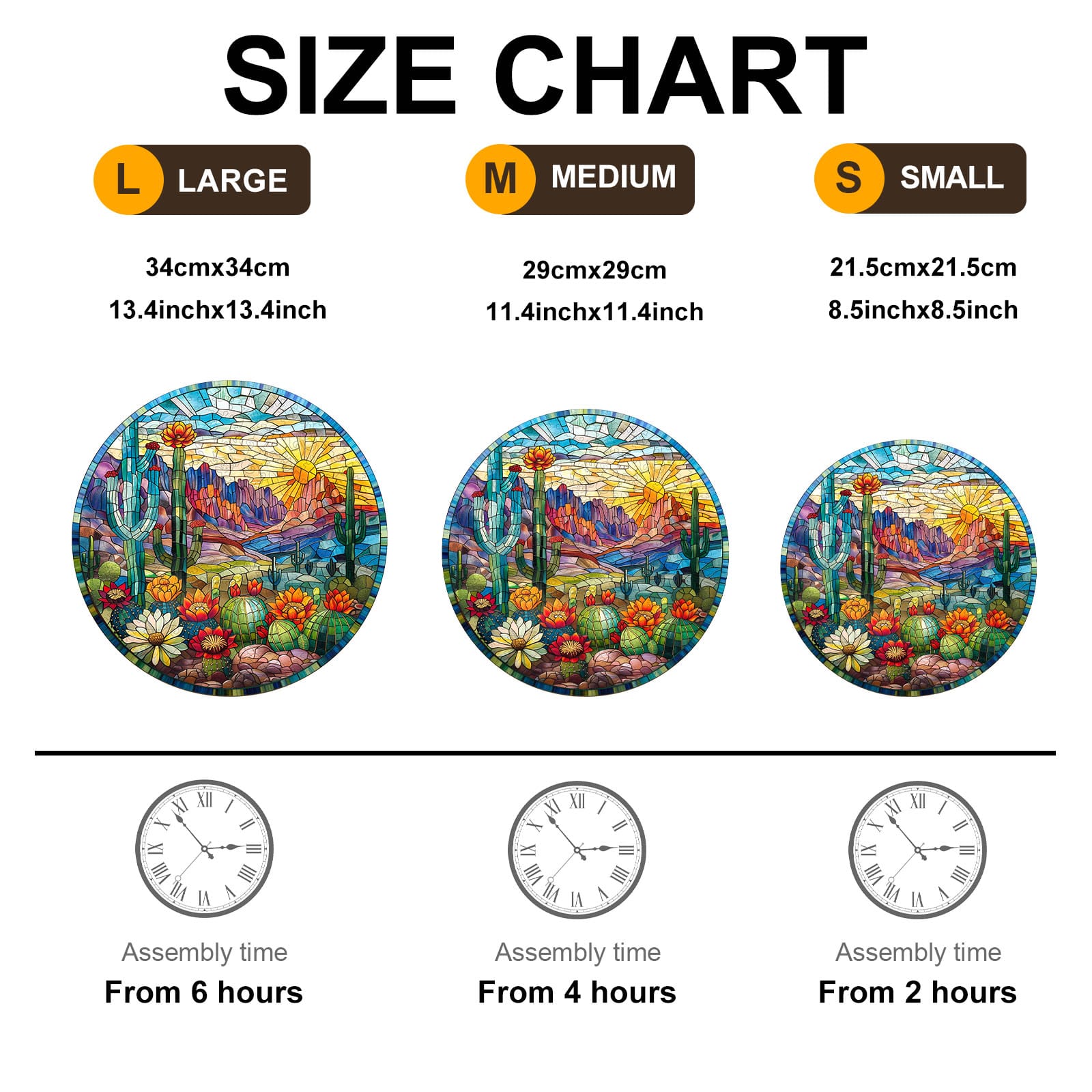 Wooden Jigsaw Puzzle - Stained Glass Cactus - Image 6