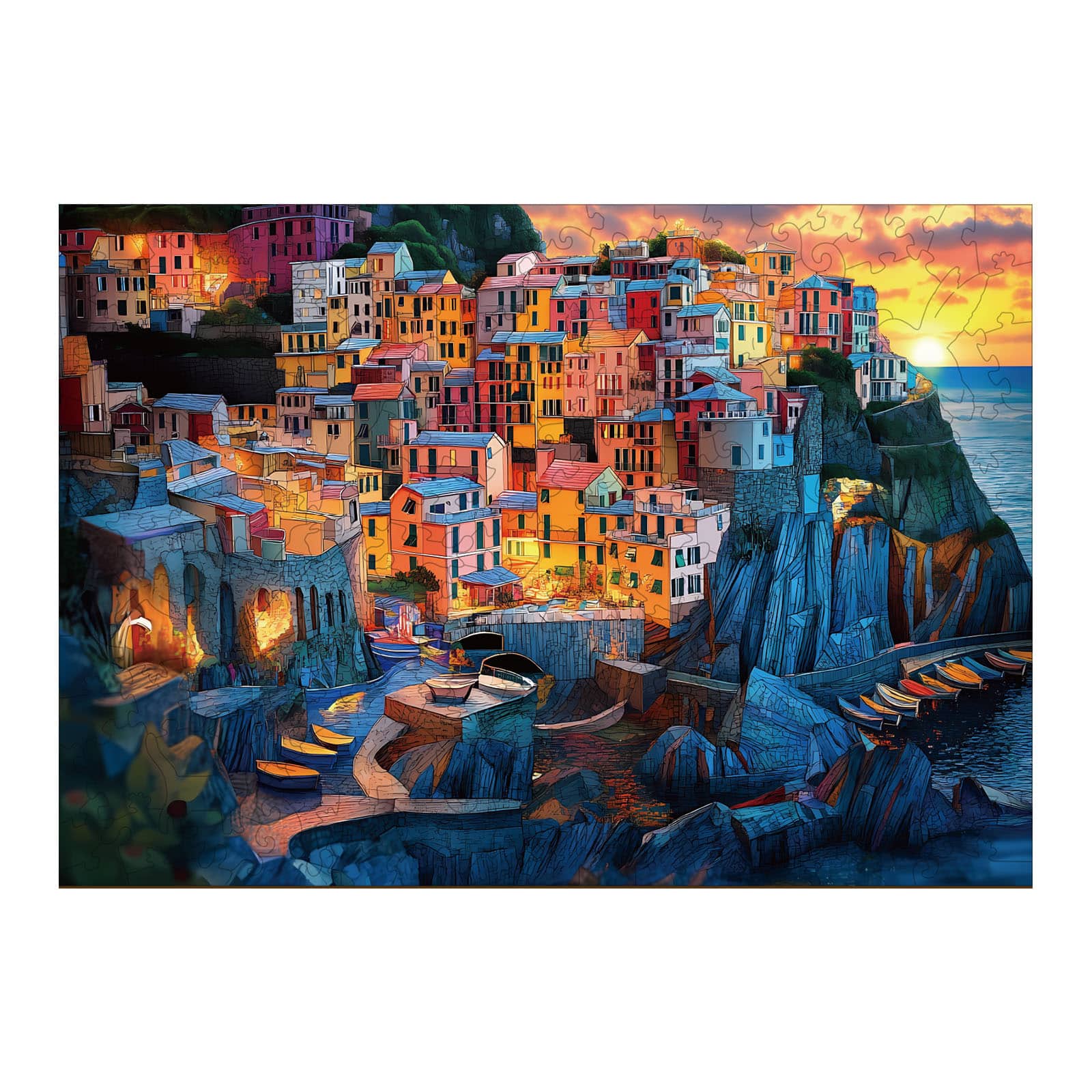 Wooden Jigsaw Puzzle - Stained Glass Cinque Terre