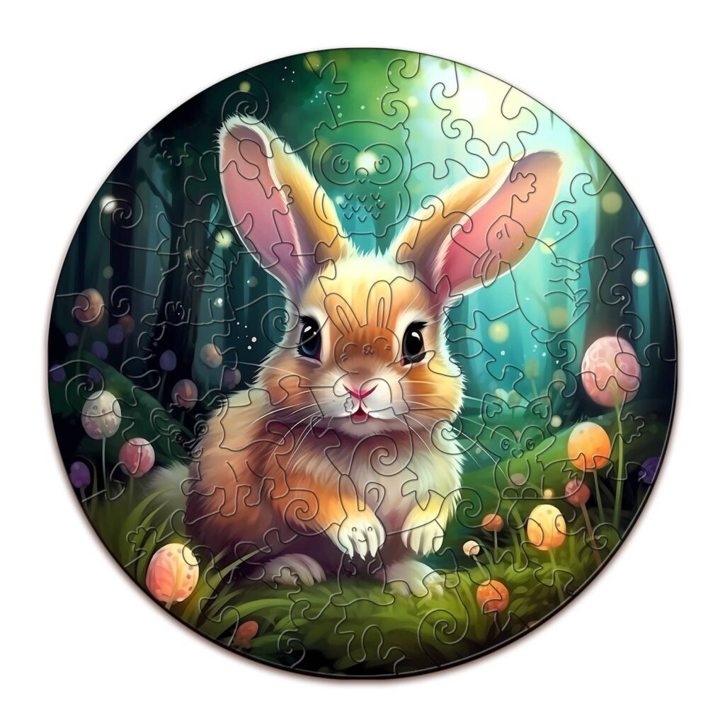 Children Wooden Jigsaw Puzzle-Cute Bunny