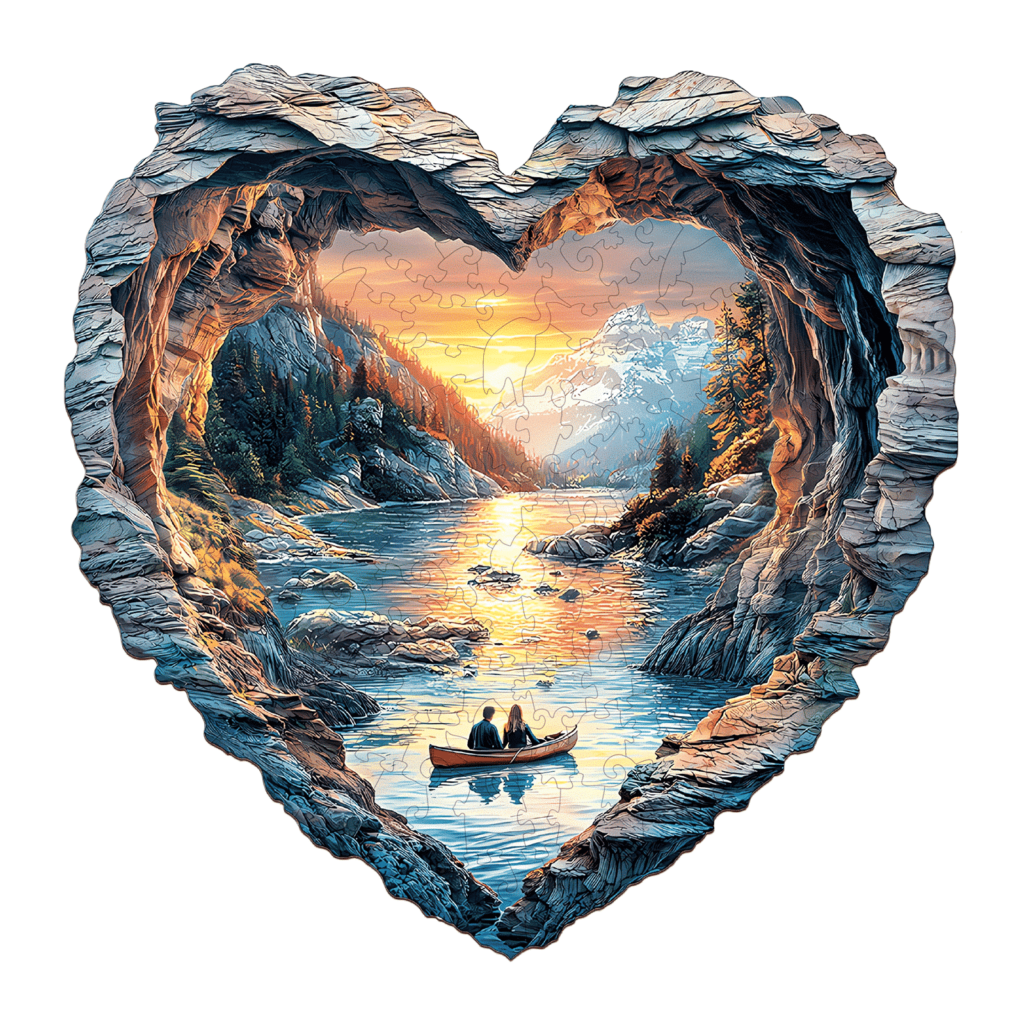 Wooden Jigsaw Puzzle – Heart-Shaped Scenic Adventure