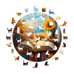 Alternative view of Wooden Jigsaw Puzzle -Lazy orange cat