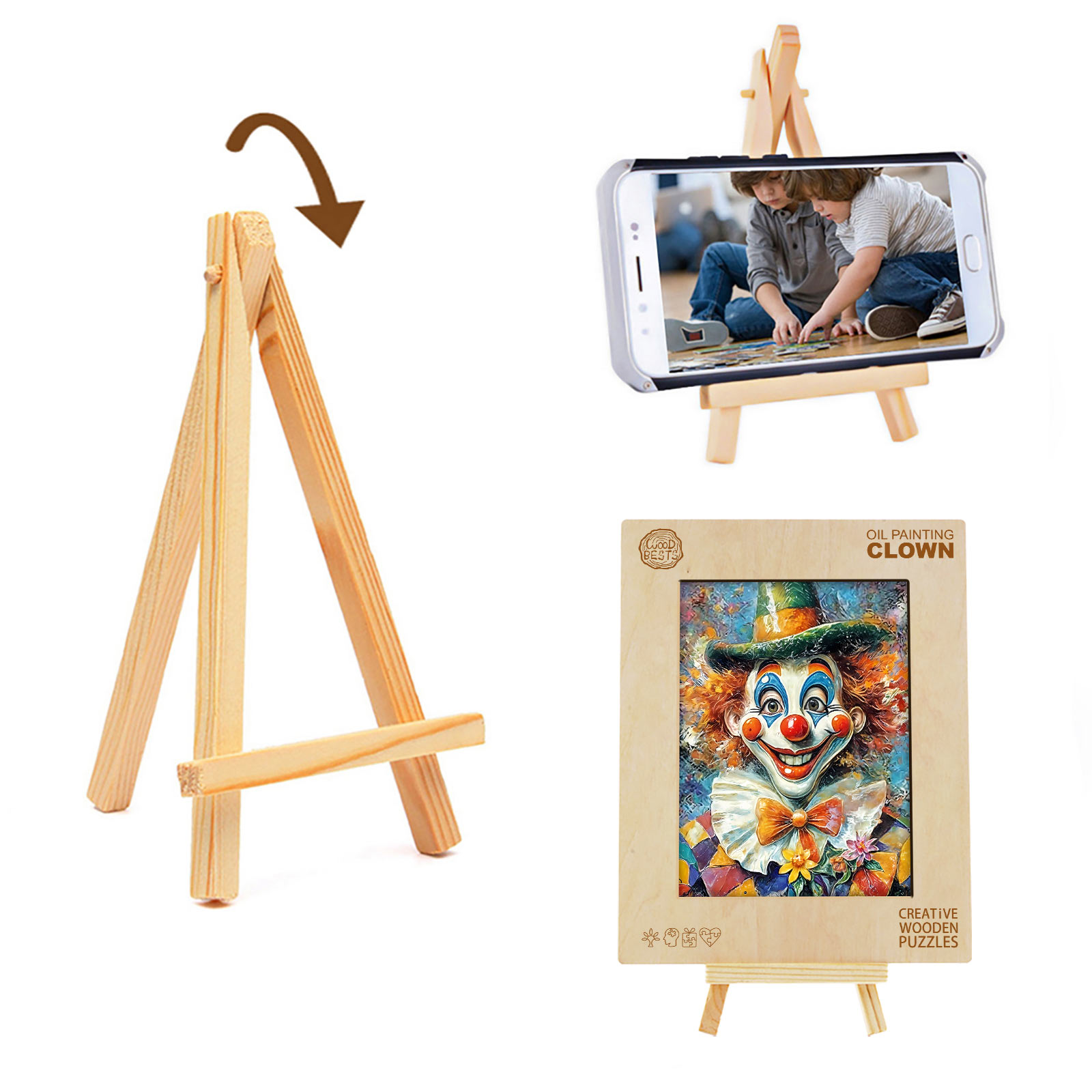 Wooden Jigsaw Puzzle - Oil painting clown - Image 4
