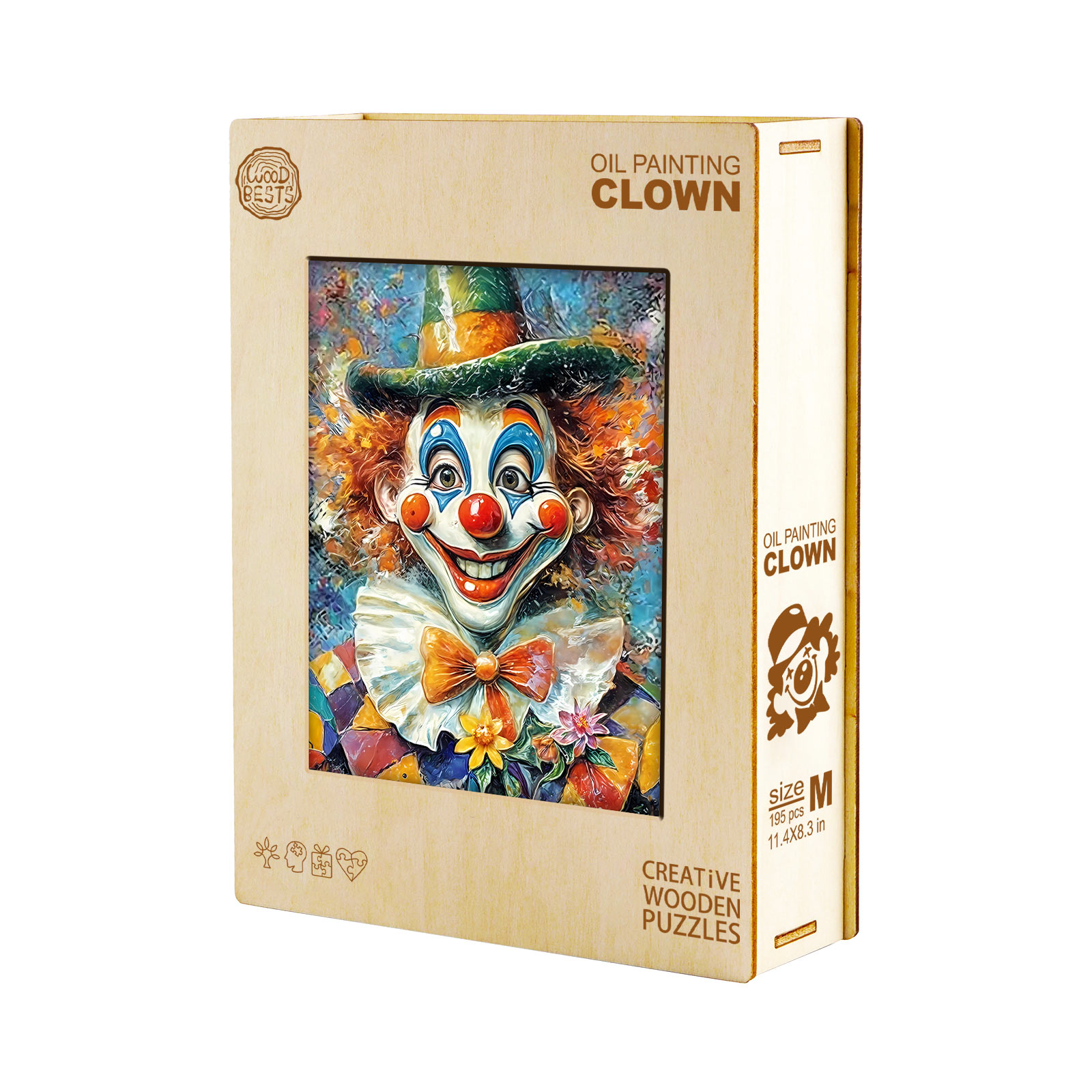 Wooden Jigsaw Puzzle - Oil painting clown - Image 3