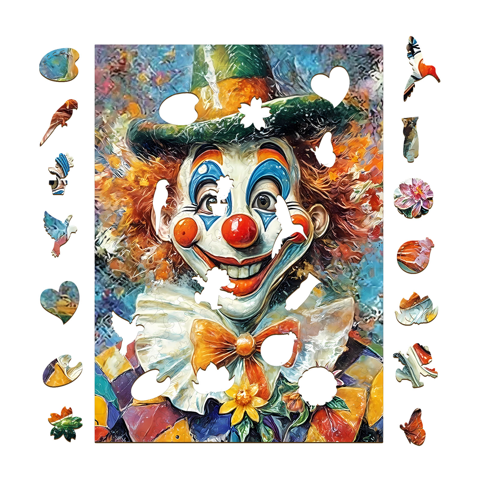 Wooden Jigsaw Puzzle - Oil painting clown - Image 2