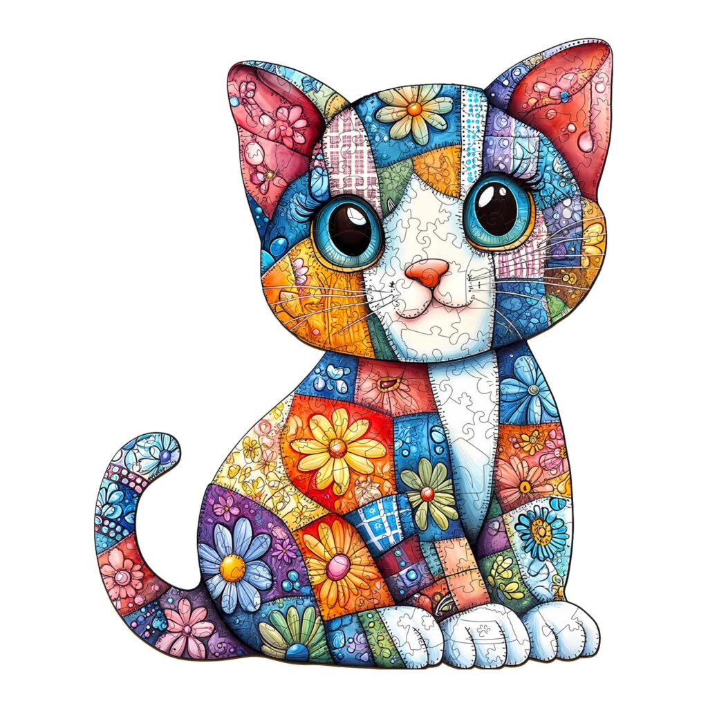 Wooden Jigsaw Puzzle – Patchwork Cat