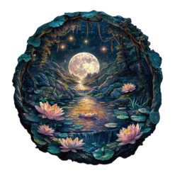 Wooden Jigsaw Puzzle - 3D cave moon Lotus