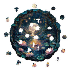 Alternative view of Wooden Jigsaw Puzzle - 3D cave moon Lotus