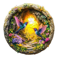 Wooden Jigsaw Puzzle – 3D hummingbird in the cave-1